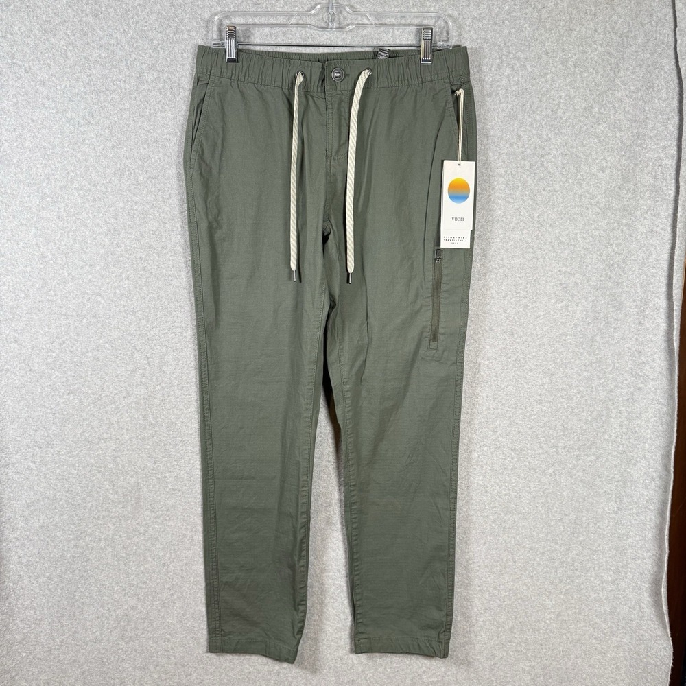 Vuori Ripstop Pants Army Green Drawstring Organic Cotton Medium VW401